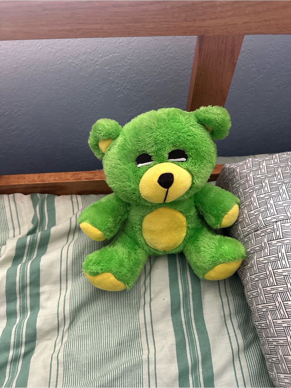 Green Plush Teddy Bear Toy with Yellow Accents - Hidden Pocket- Stash Bear